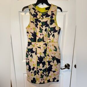 J. Crew Floral Midi Dress in Cream and Green